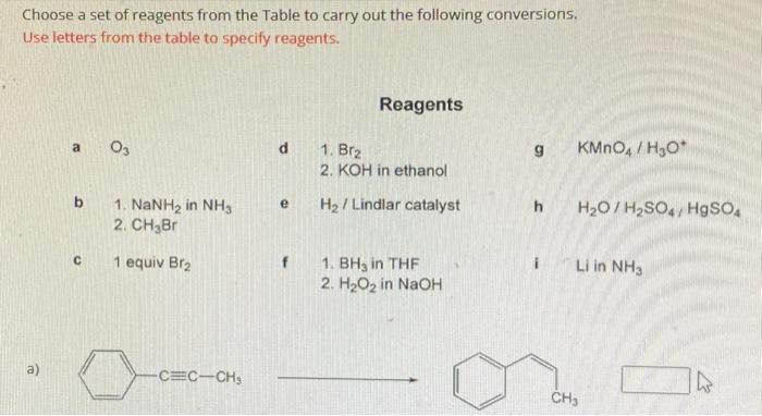 Solved Choose A Set Of Reagents From The Table To Carry Out Chegg