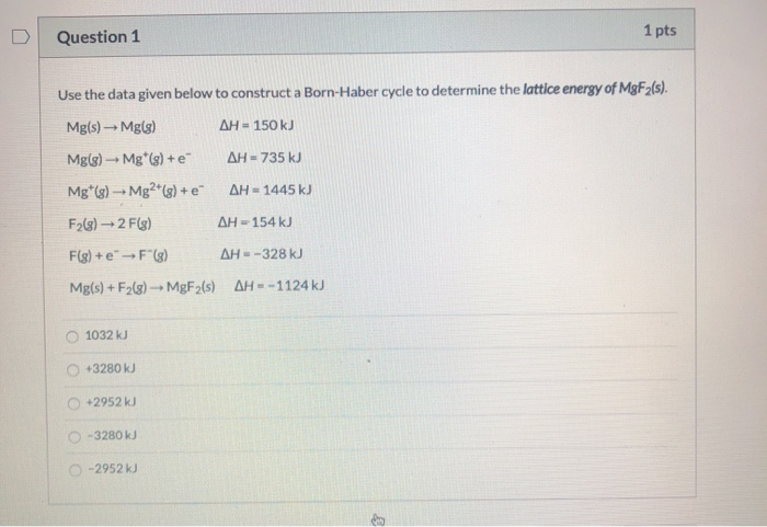 Solved Question Pts Use The Data Given Below To Chegg