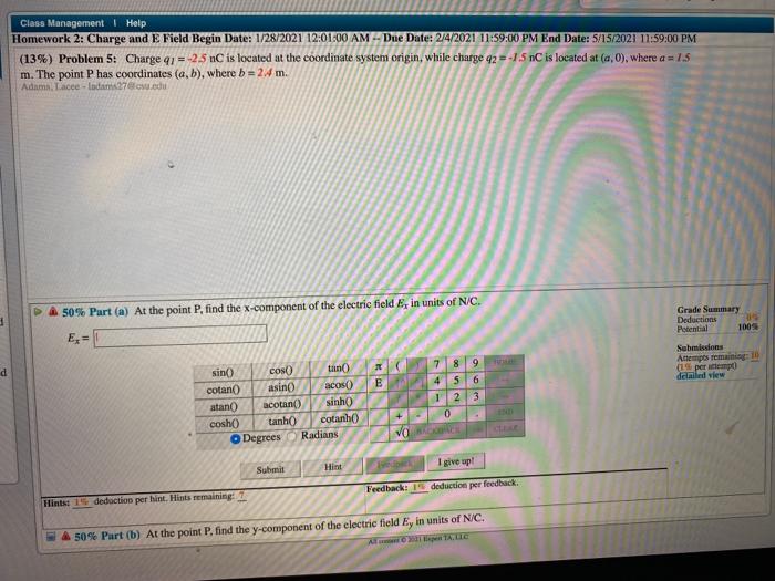 Solved Class Management Help Homework Charge And E Chegg