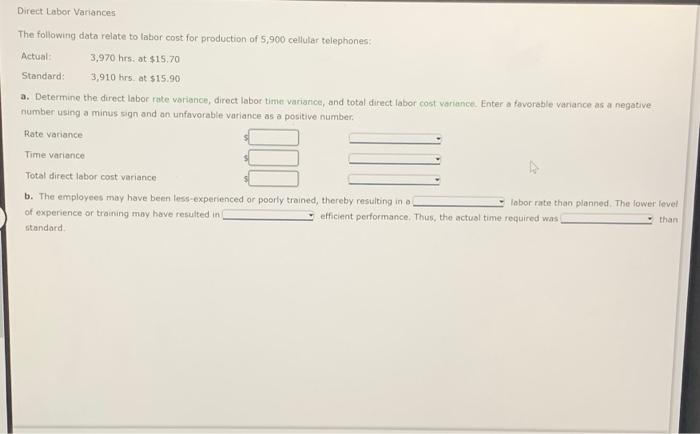 Solved Direct Labor Variances The Following Data Relate To Chegg