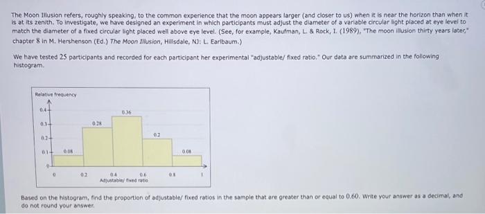 Solved The Moon Illusion Refers Roughly Speaking To The Chegg