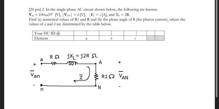 Solved Pts In The Single Phase Ac Circuit Shown Chegg