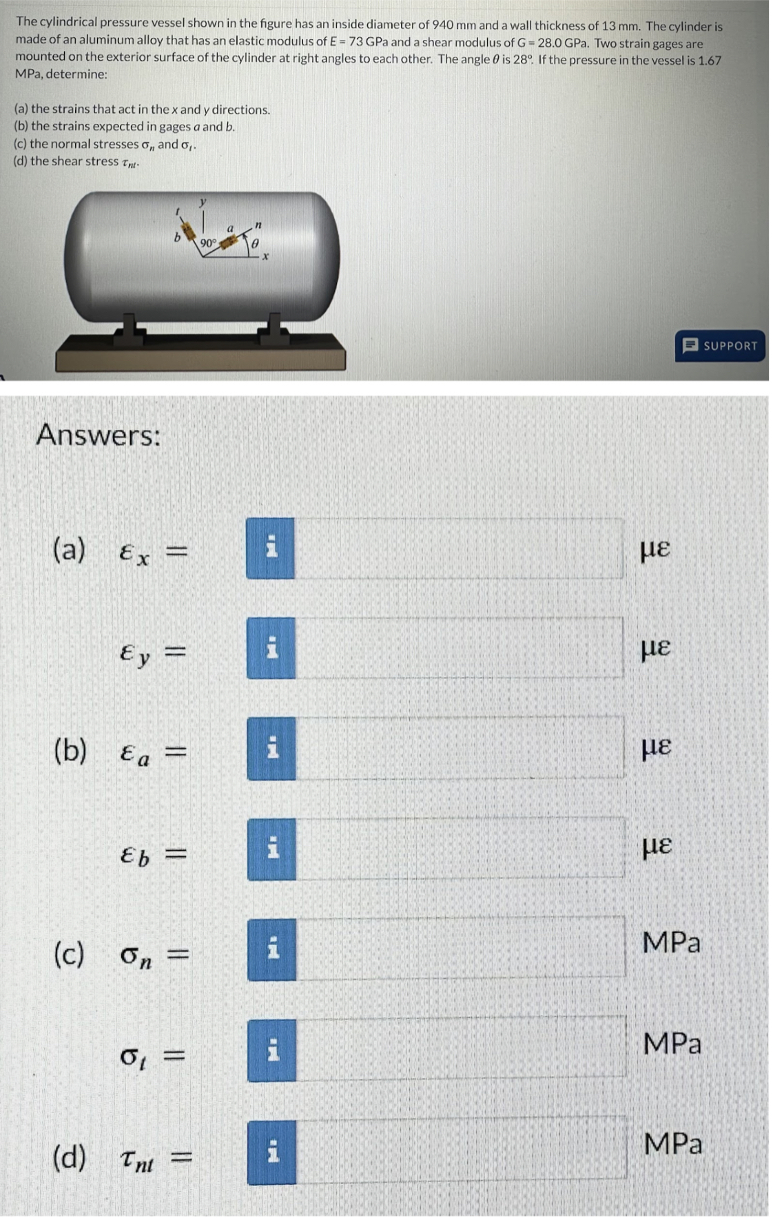 Solved The Cylindrical Pressure Vessel Shown In The Figure Chegg