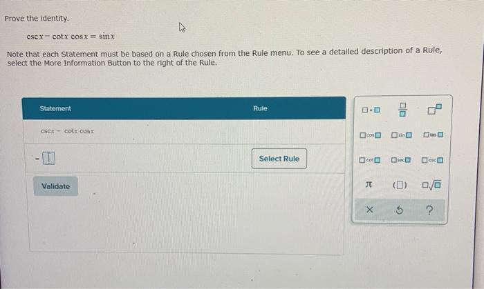 Solved Prove The Identity Cscx Cotx Cosx Sinx Note That Chegg