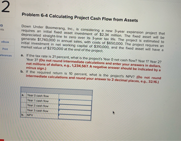 Solved Problem 6 4 Calculating Project Cash Flow From Assets Chegg