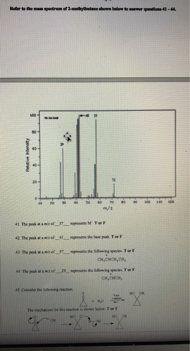 Solved Refer To The Mass Spectrum Of Methylbutane Shown Chegg