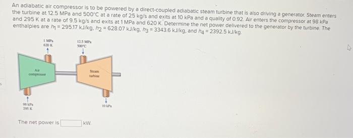 Solved An Adiabatic Air Compressor Is To Be Powered By A Chegg