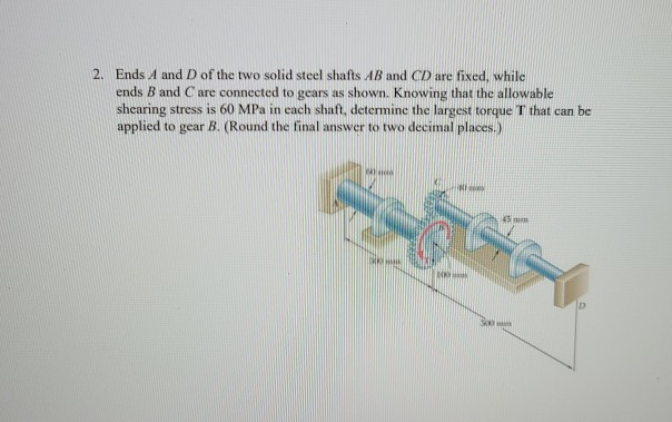 Solved Ends A And D Of The Two Solid Steel Shafts Ab And Chegg