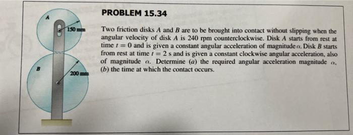 Solved Two Friction Disks A And B Are To Be Brought Into Chegg