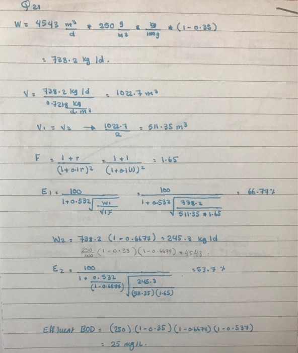 Solved Hi I Need Some Help With Waste Water Treatment Chegg