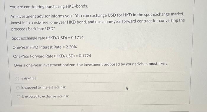 Solved You Are Considering Purchasing Hkd Bonds An Chegg