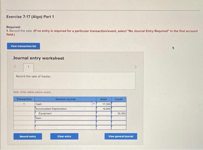 Solved Required Information Exercise Algo Record The Chegg