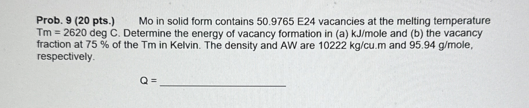 Solved Prob 9 20 Pts Mo In Solid Form Contains 50 9765 Chegg