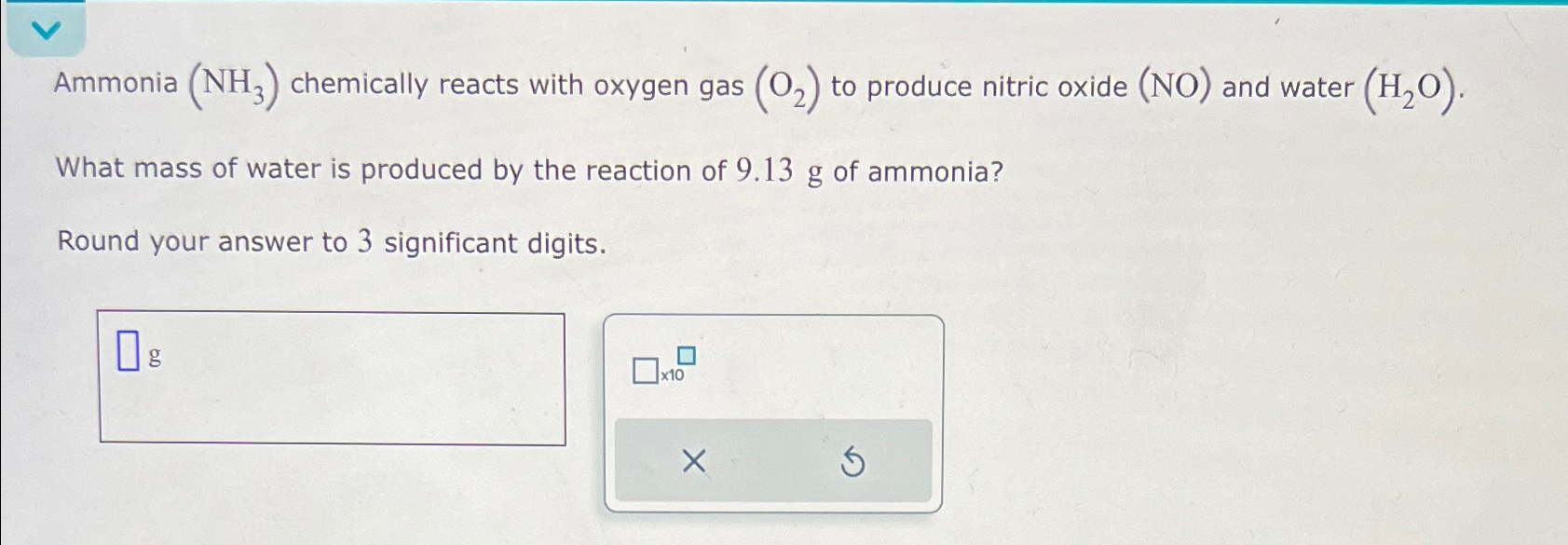 Solved Ammonia Nh Chemically Reacts With Oxygen Gas O Chegg