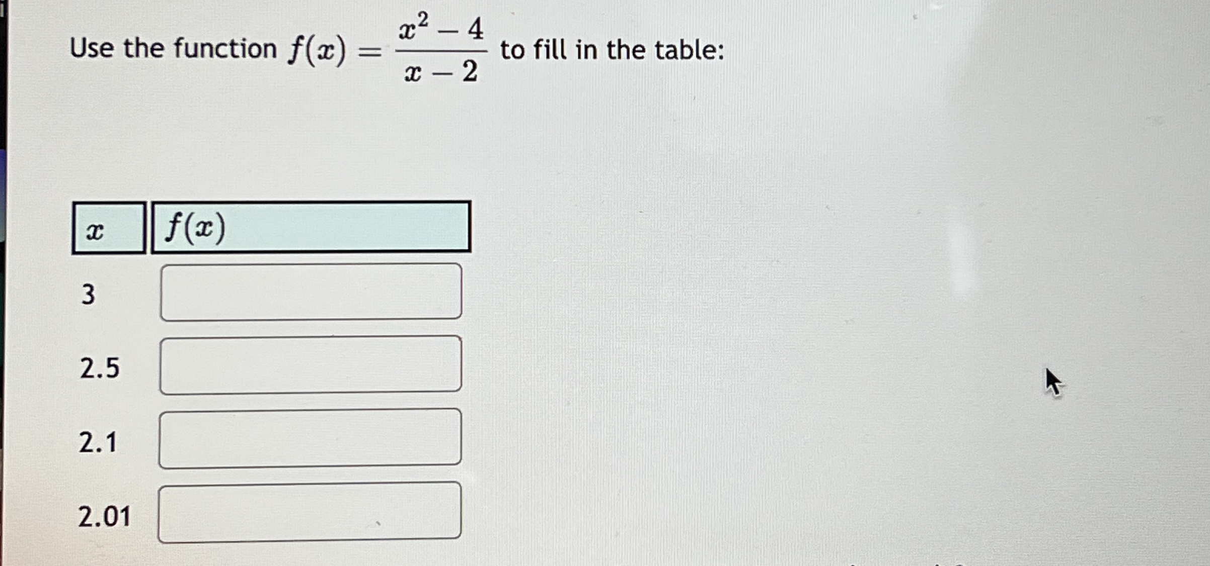 Solved Use The Function F X X2 4x 2 To Fill In The Chegg