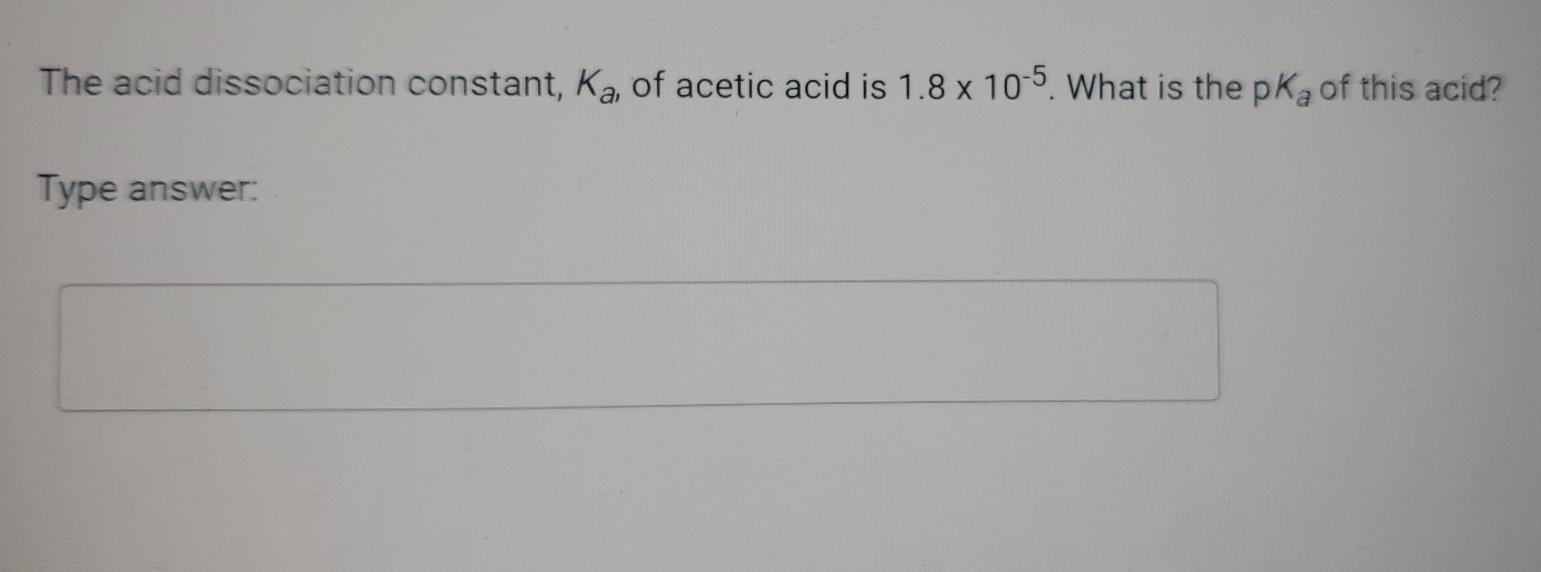 Solved The Acid Dissociation Constant Ka Of Acetic Acid Is Chegg