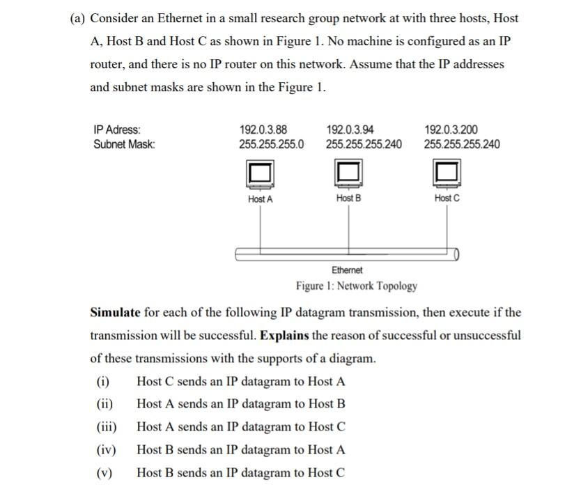 Solved A Consider An Ethernet In A Small Research Group Chegg