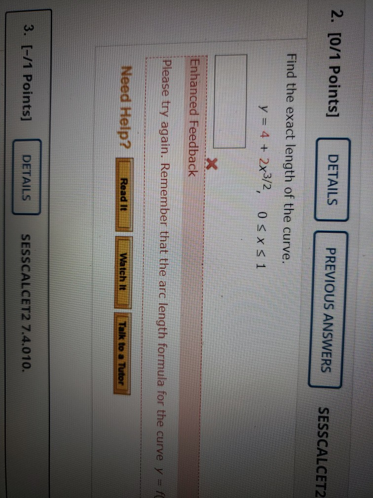 Solved Points Details Previous Answers Sesscalcet Chegg