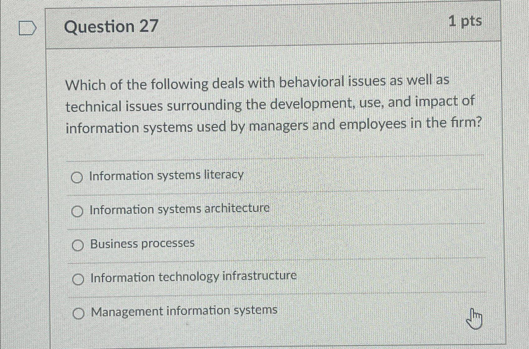 Solved Question 271 PtsWhich Of The Following Deals With Chegg