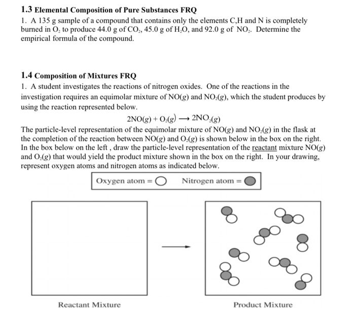 Solved Elemental Composition Of Pure Substances Frq A Chegg