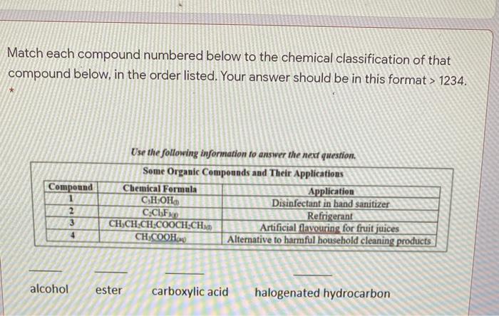 Solved Match Each Compound Numbered Below To The Chemical Chegg