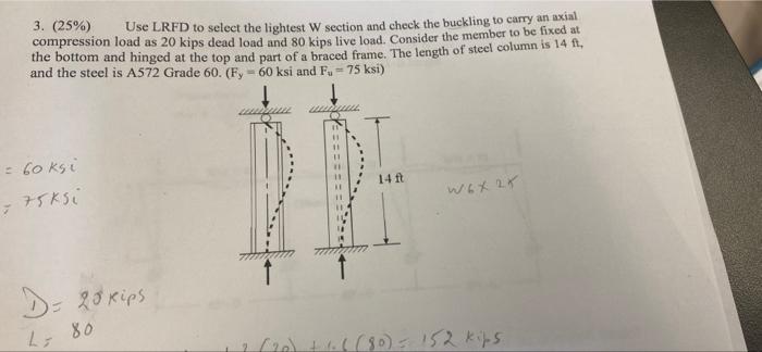 Solved Use Lrfd To Select The Lightest W Section Chegg