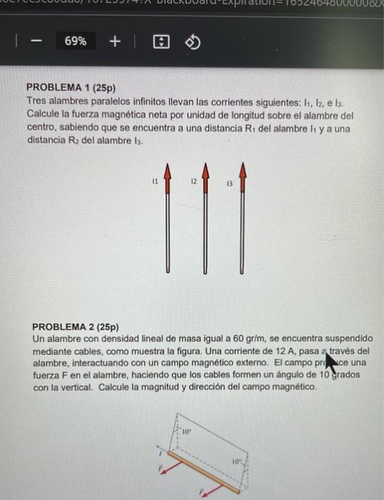 Solved Problema P Tres Alambres Paralelos Chegg