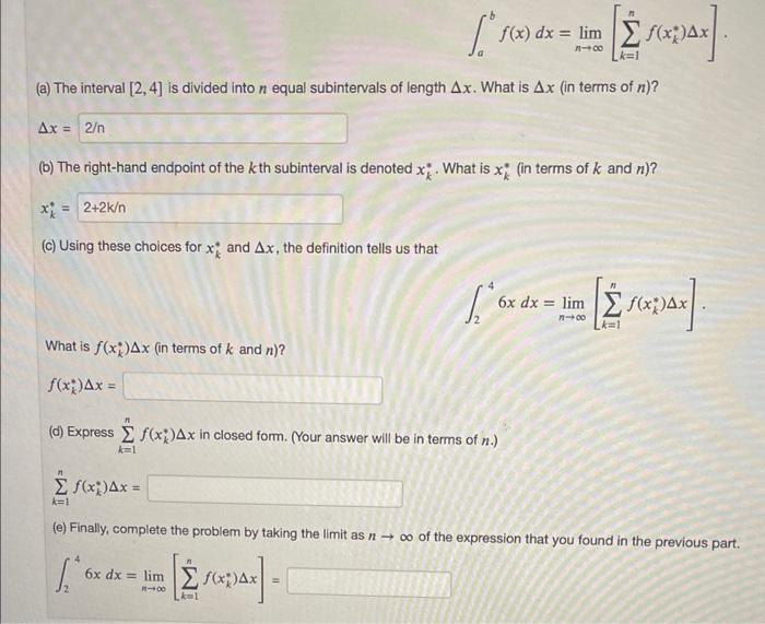 Solved Abf X Dx Limn K Nf Xk X A The Interval Chegg