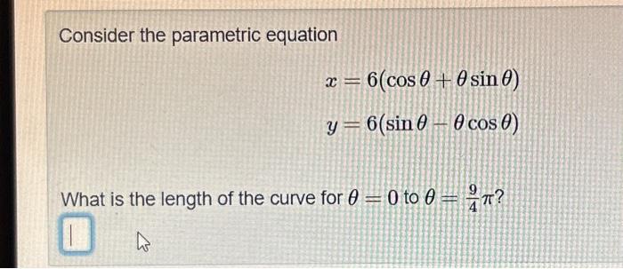 Solved Consider The Parametric Equation Chegg