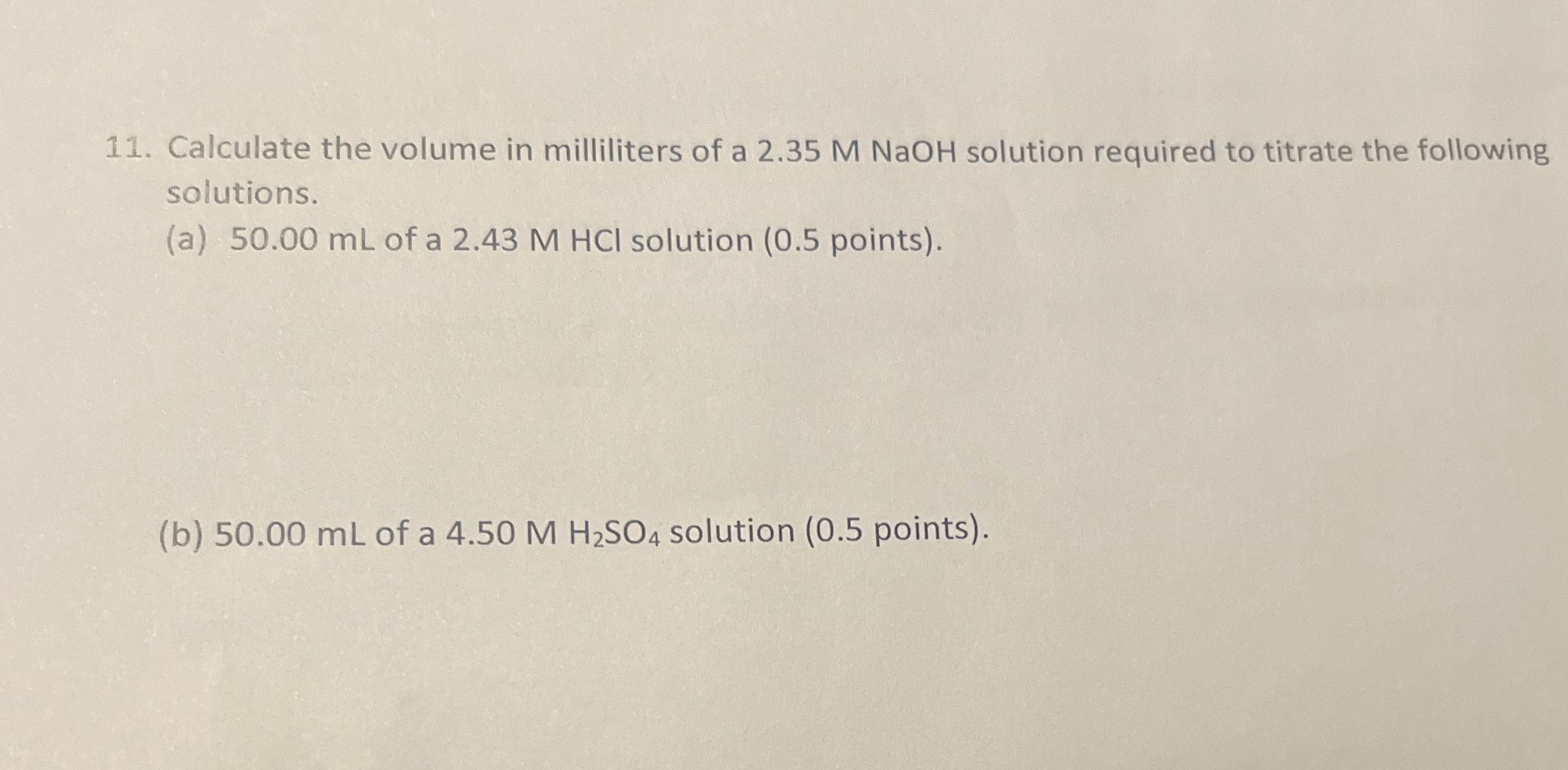 Solved Calculate The Volume In Milliliters Of A Mnaoh Chegg