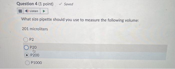 Solved What Size Pipette Should You Use To Measure The Chegg