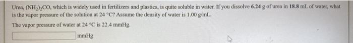 Solved Urea Nh Co Which Is Widely Used In Fertilizers Chegg