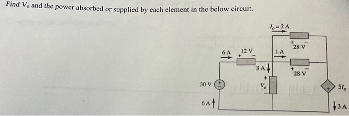 Solved Find Vo And The Power Absorbed Or Supplied By Each Chegg