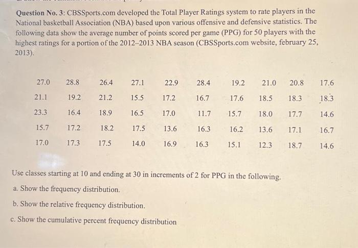 Solved Question No 3 CBSSports Developed The Total Chegg