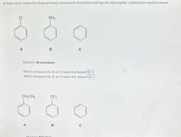 Solved In Both Series Below The Three Aromatic Compounds Chegg