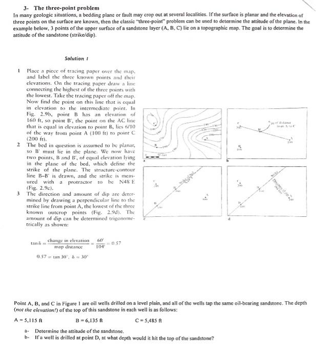 Solved The Three Point Problem In Many Geologic Chegg