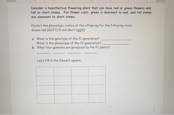 Solved Consider A Hypothetical Flowering Plant That Can Have Chegg