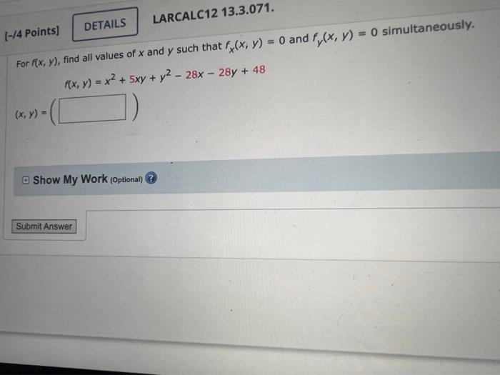 Solved Points For F X Y Find All Values Of X And Y Chegg