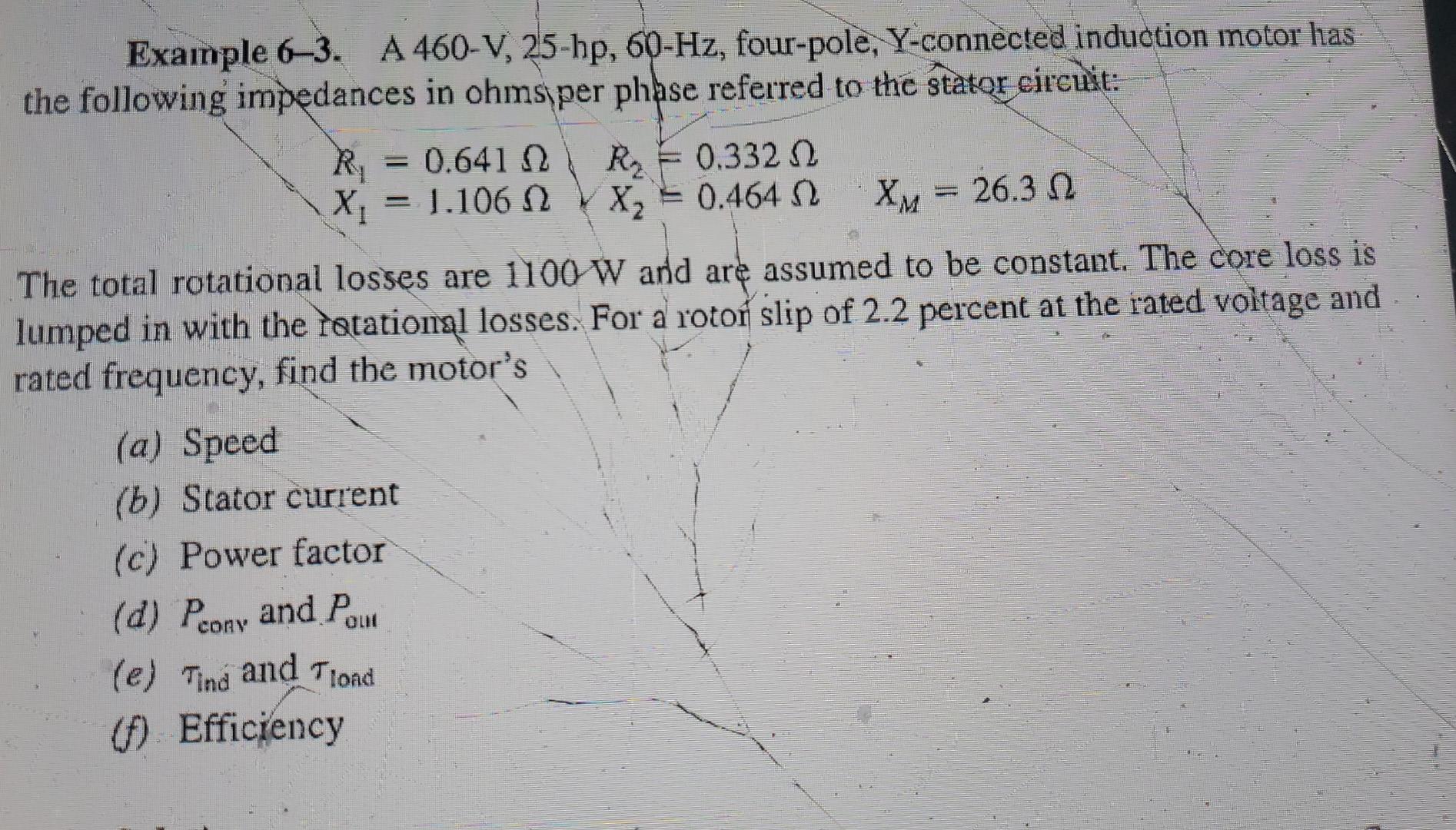 Solved Example A V Hp Hz Four Pole Chegg