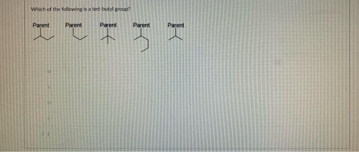 Solved Which Of The Following Is A Tert Butyl Group Parent Chegg