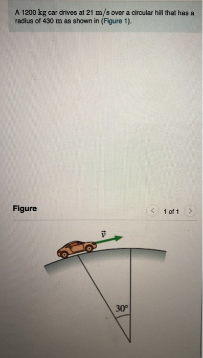 Solved A Kg Car Drives At M S Over A Circular Hil Chegg