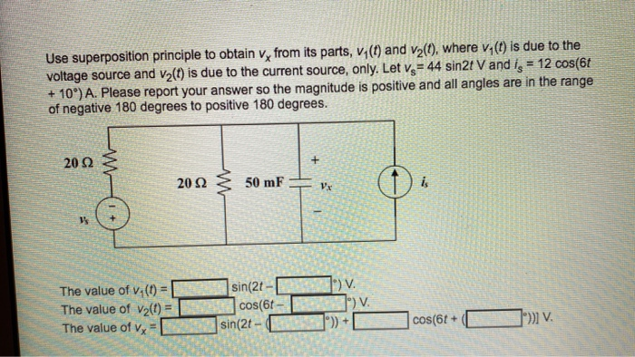 Solved Use Superposition Principle To Obtain Vx From Its Chegg