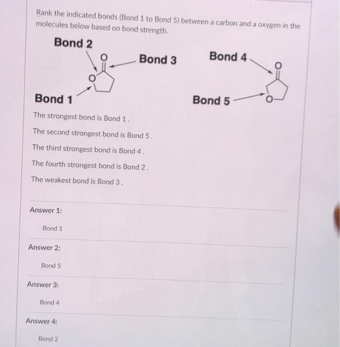 Solved Rank The Indicated Bonds Bond To Bond Between A Chegg