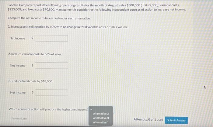 Solved Sandhill Company Reports The Following Operating Chegg