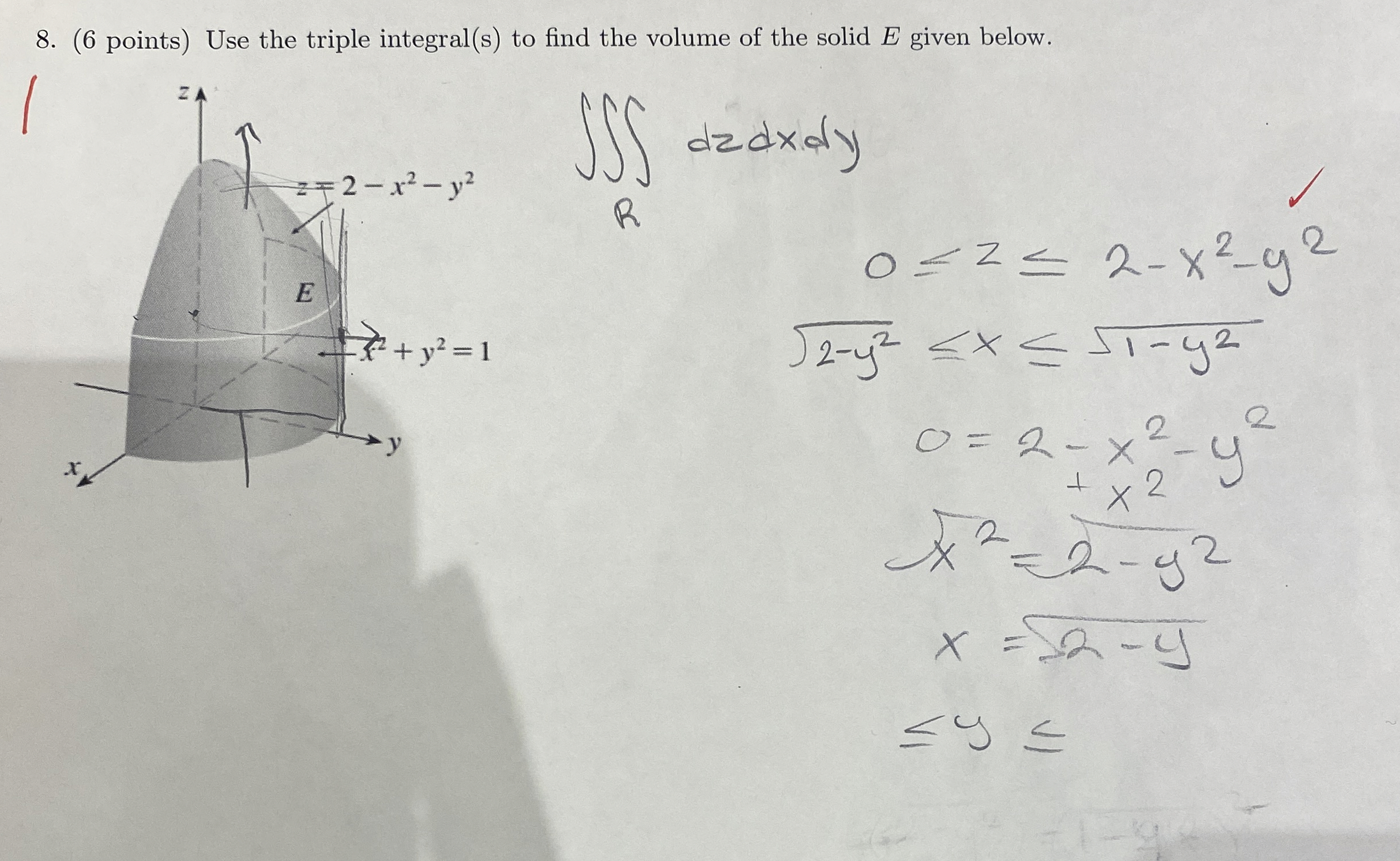 Solved 6 Points Use The Triple Integral S To Find The Chegg