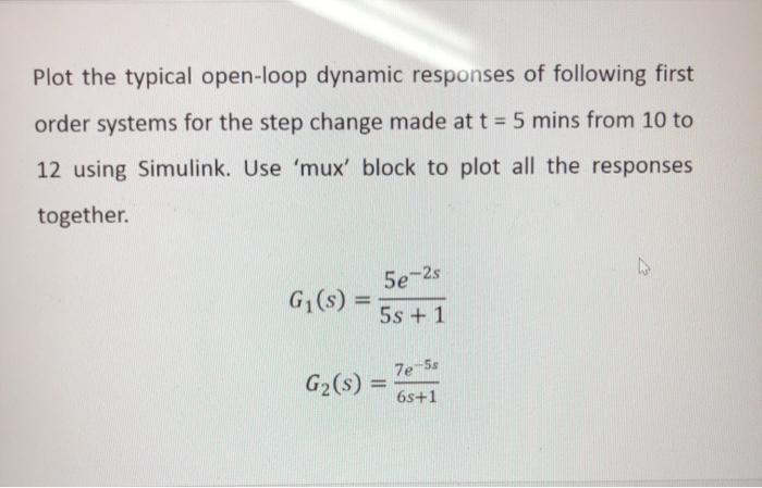 Solved Plot The Typical Open Loop Dynamic Responses Of Chegg