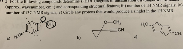 Solved For The Following Compounds Determine I Hdi Chegg