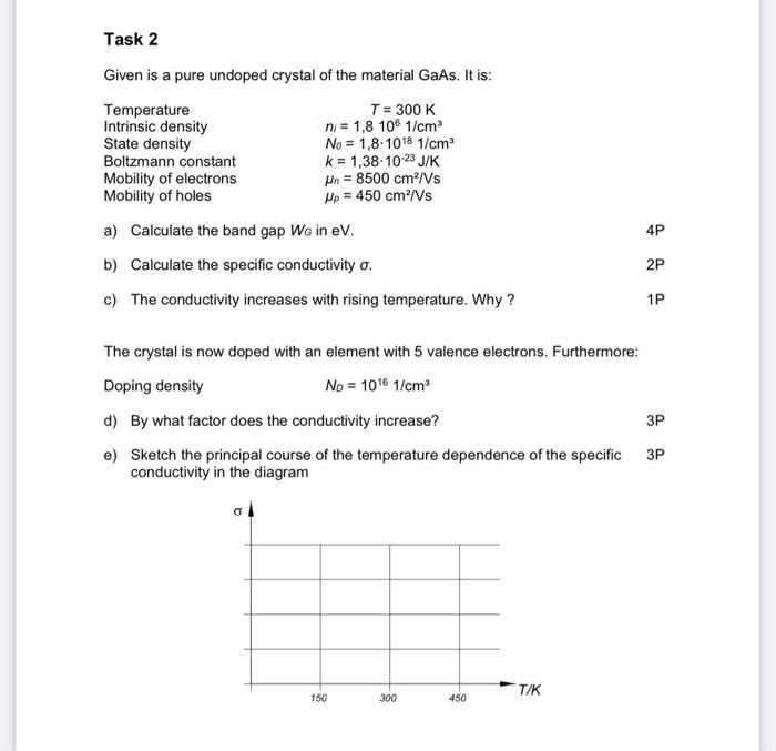 Solved Task 2 Given Is A Pure Undoped Crystal Of The Chegg