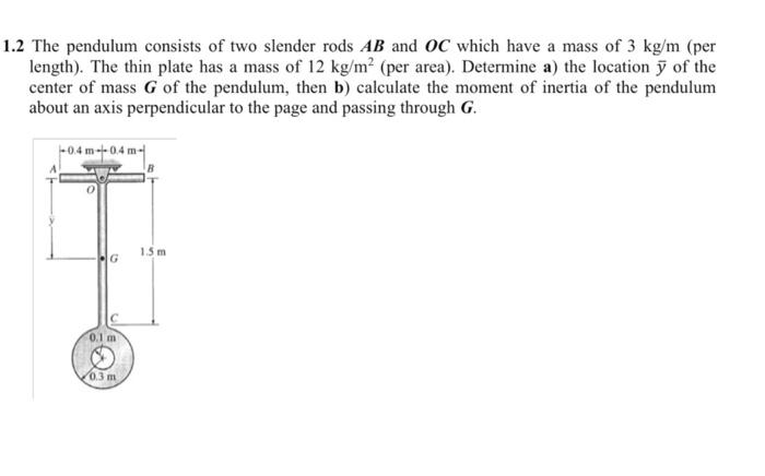 Solved 1 2 The Pendulum Consists Of Two Slender Rods AB And Chegg