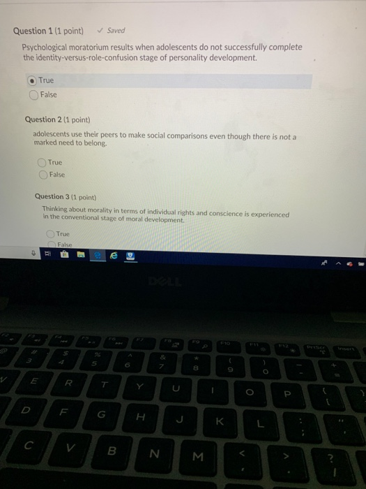 Solved Question 1 1 Point Saved Psychological Moratorium Chegg